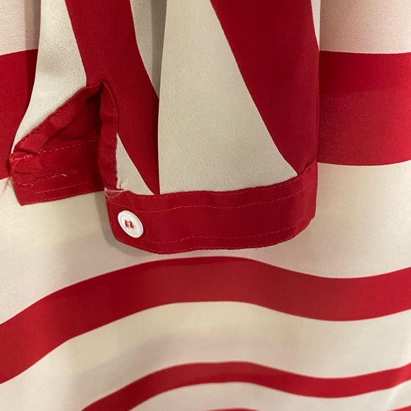 Liz Claiborne vintage Red and Cream Striped Blouse - Picture 4 of 10
